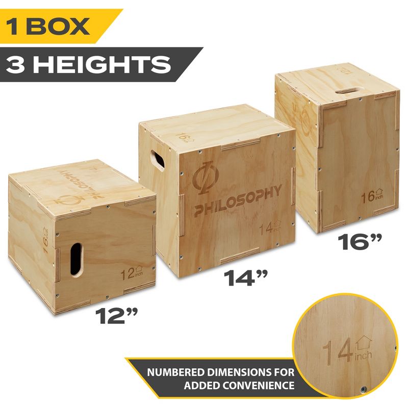 Philosophy Gym 3 in 1 Wood Plyometric Box -  Jumping Plyo Box for Training and Conditioning, 2 of 8