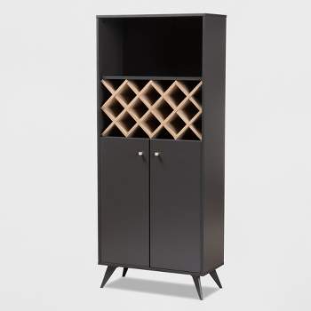 Serafino and Oak Finished Wood Wine Cabinet - Baxton Studio