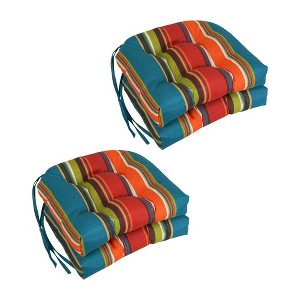 Blazing Needles, 16-inch Spun Polyester Patterned Outdoor U-shaped Tufted Chair Cushions (Set of 4) - 1 of 2