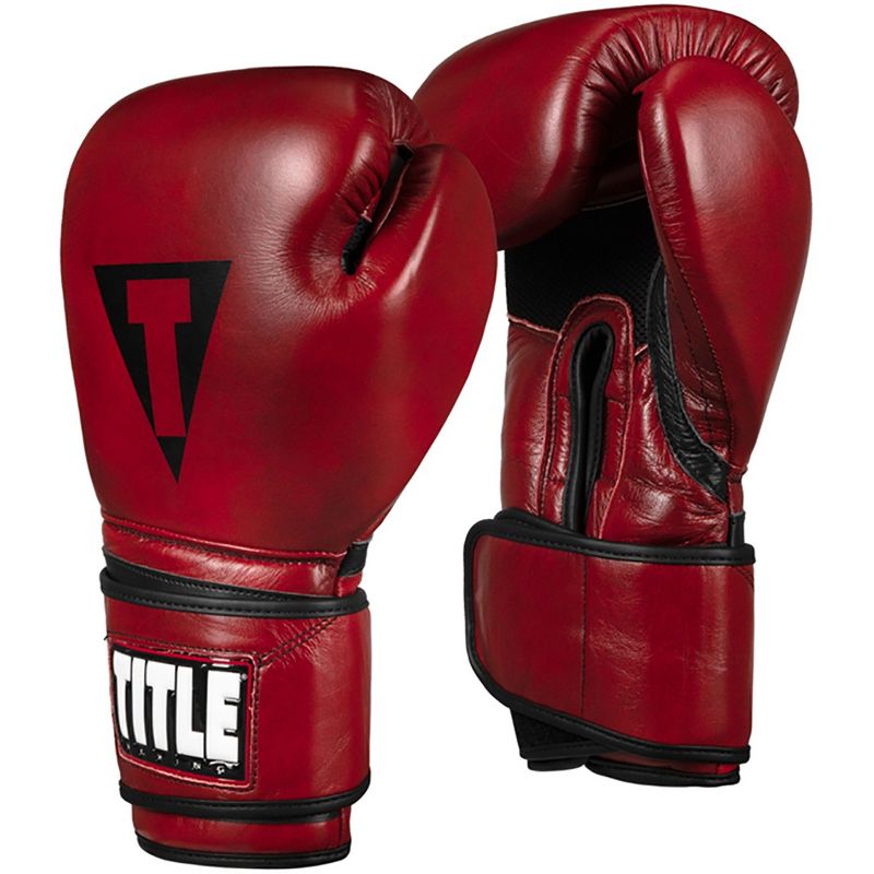 Title Boxing Blood Red Leather Hook and Loop Training Gloves - Red, 2 of 7