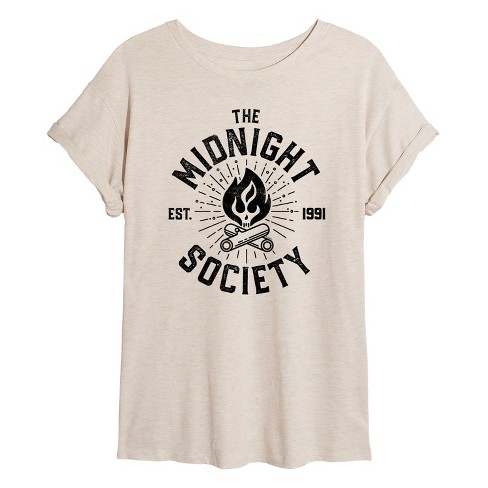 Women's - Are You Afraid of the Dark - Midnight Society Est. 1991 Oversized Graphic T-Shirt - image 1 of 4