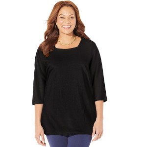 Catherines Women's Plus Size Easy Fit Squareneck Tunic - 1 of 4