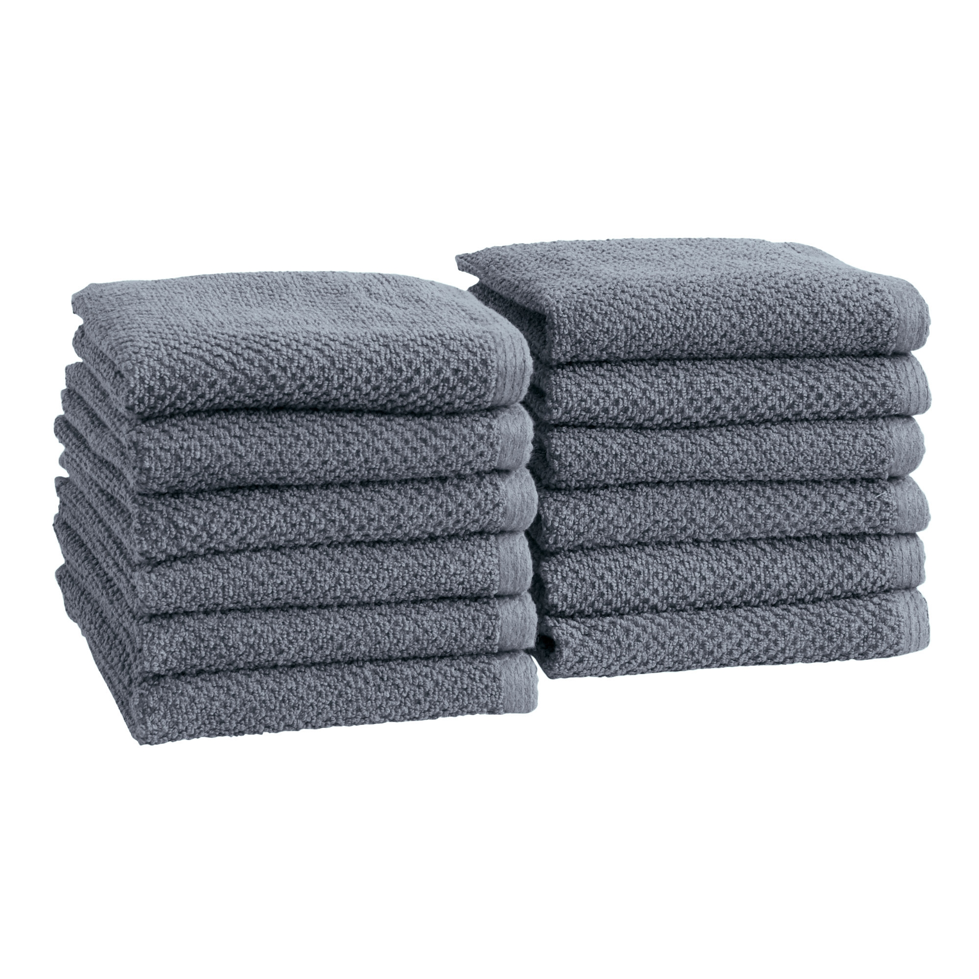 Cotton Quick Dry Loop Textured Bath Towel - Great Bay Home (Chambray Blue, Washcloths - Set of 12)