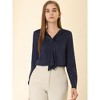 Allegra K Women's Satin Tie Neck Long Sleeve Solid Color Elegant Office Shirt - 3 of 4