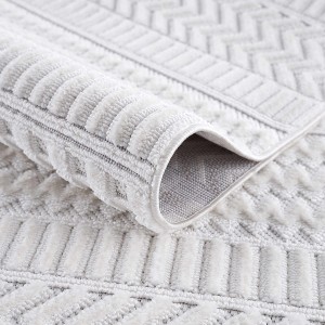 Hauteloom Ivory Cira Textured Trellis Fringe  Area Rug - 1 of 4