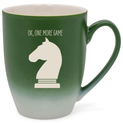 100 North Chess Knight 10 Ounce Green and White Two Toned Ombre, Comfortably Fits Your Hands, Ceramic Tea Coffee Cup Mug, Ok, One More Game