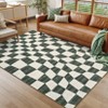 Washable Modern Checkered Area Rug | Stain Resistant Soft Geometric Throw Rug | Non-Slip Low Pile Accent Carpet for Living Room, Dining, Nursery - 4 of 4