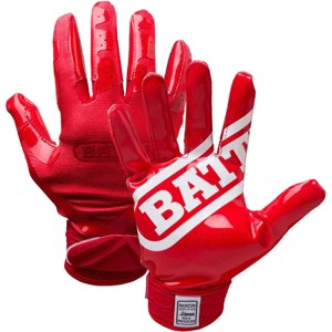 Battle Sports DoubleThreat UltraTack Football Gloves - Red/Red - 1 of 2