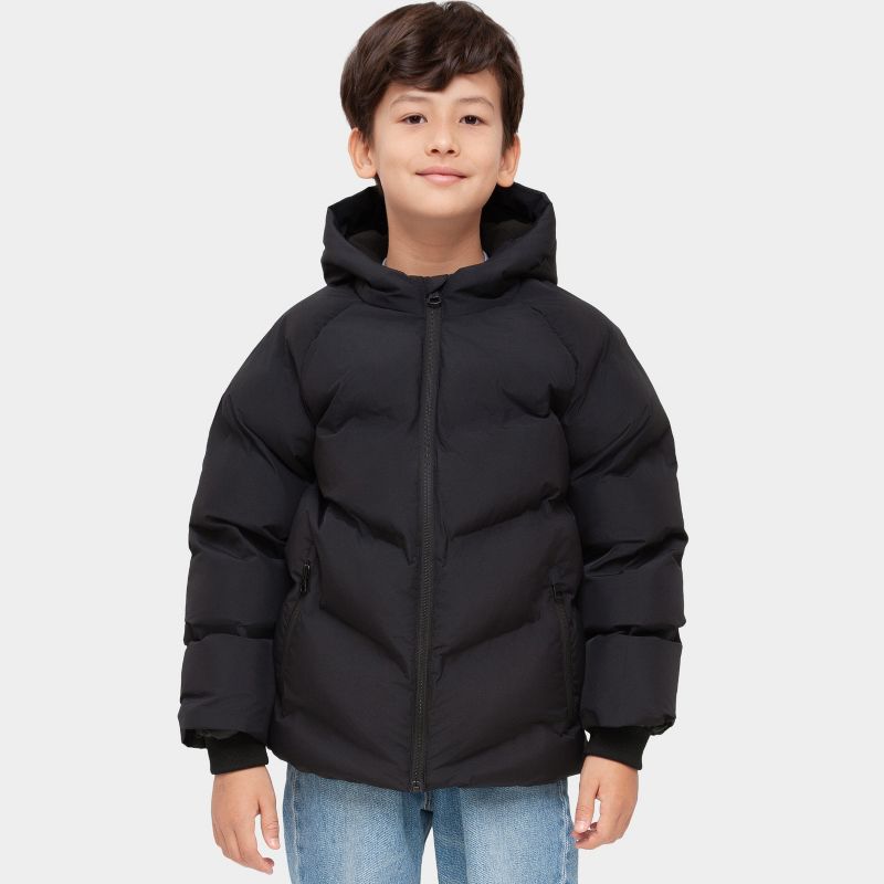 Rokka&Rolla Boys' Seamless Winter Coat Kids' Fleece Lined Jacket-Black, size 4-5