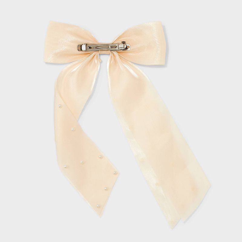 Pearl Bow Barrette Hair Clip - A New Day&#8482; Cream, 3 of 9