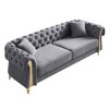84.25'' Velvet Chesterfield Sofa with Tufted Back, Gold Metal Legs and Pocket Spring Cushions - 4 of 4