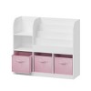 AENKYO Kids Bookshelf with 3 Fabric Binsand Toy Organizer, Multifunctional Toy Storage Children's Bookcase, Pink/Gray - 4 of 4