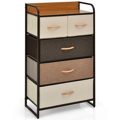 Costway 5-drawer Chest Rolling Storage Dresser Lateral File Cabinet With  Adjustable Shelf : Target