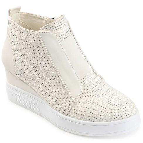 Journee Collection Womens Clara Round Toe Inside Zip Wedge Sneakers ...