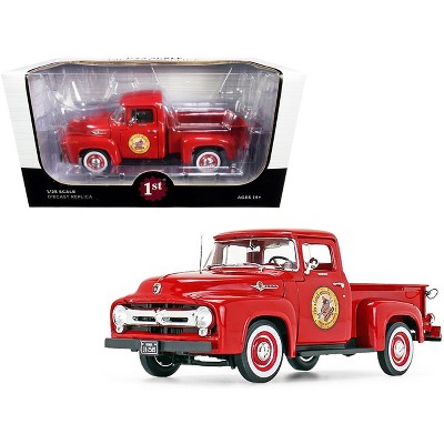 1956 Ford F-100 Pickup Truck Vermillion Red "The Busted Knuckle Garage" 1/25 Diecast Model Car by First Gear