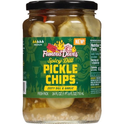 Famous Dave's Spicy Dill Pickle Chips, 24 fl oz Jar (Pack of 2)