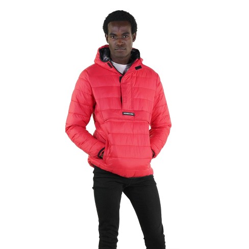 Members Only Men s Popover Puffer Jacket Red S Target