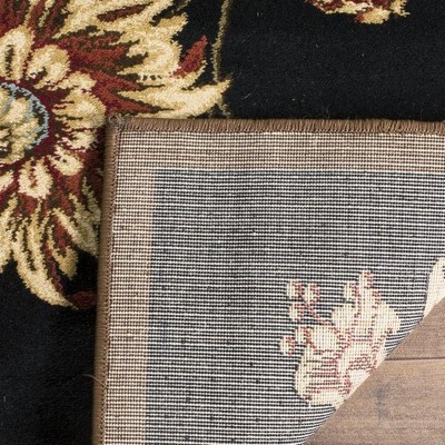 Elegant Floral Symphony 5' x 7' Black Hand-Knotted Area Rug