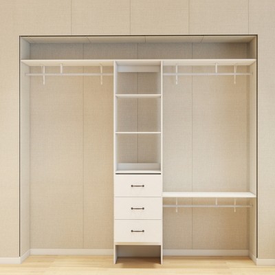 Sevobal Utility Storage Cabinets, Open lockers with Adjustable Shelves and Drawers for Living Room Kitchen Hallway, White, 96.06"*15.74"*82.67"