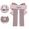 Elerevyo Women Ribbon Brooch Pin Striped Long Tail Bow Ties - 3 of 4