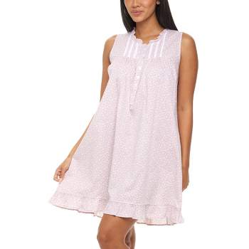 Women's Cotton Victorian Nightgown, Audrey Sleeveless Lace Trimmed Button Up Sleeveless Vintage Night Dress Gown