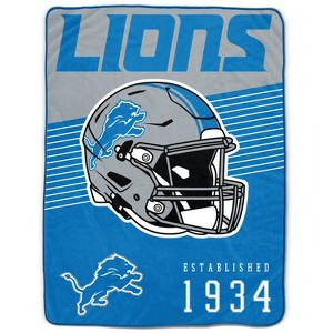 NFL Detroit Lions Helmet Stripes Flannel Fleece Blanket - 1 of 3