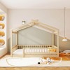 NicBex Full Size Wood Montessori Bed with House Shaped Frame,Floor Bed with Safety Fence,Modern Toddler Bed for Bedroom,Natural - 2 of 4