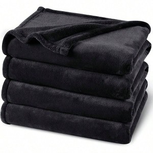 Ultra Soft Fleece Blanket, 300GSM, 108x 90, Black, No Shed, All Season Use - 1 of 4