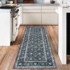 Washable Area Rug for Entryway Moss Soft Non-Slip Indoor Door Mat Distressed Floral Low-Pile Kitchen Rugs - 2 of 4