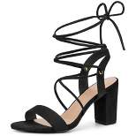 Perphy Lace Up Slingback Block High Heels Sandals for Women