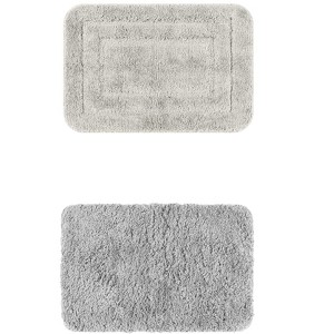 Unique Bargains 2Pcs Plush Gradient Striped Microfiber Shaggy Bathroom Mat - 1 of 4