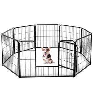 LAOTIES Dog Playpen with Door,Portable Metal Pet Fence For Small Dogs And Puppies,8 Panel Puppy Playpen For Indoor And Outdoor Use - 1 of 4