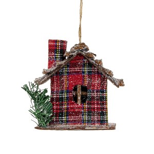 Northlight Plaid and Pine Needle Rustic Cabin Christmas Ornament - 4.25" - Red and Brown - 1 of 4