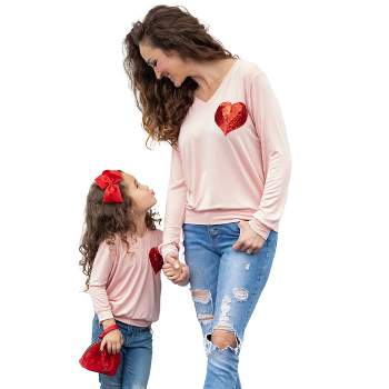 Girls Mommy And Me Shining Heart Pink Top - Mia Belle Girls