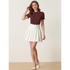 INSPIRE CHIC Women's Vintage Bow Tie Solid Peter Pan Collar Office Button Up Shirt - 2 of 4