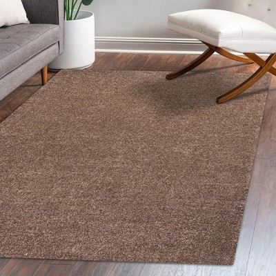 Brown 6'2" x 9' Solid Synthetic Easy Care Area Rug