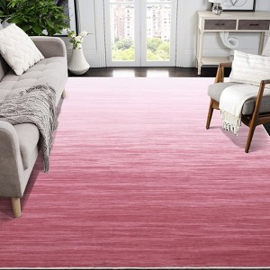 Gradient Color Contemporary Area Rug - Machine Washable Modern Ombre Carpet, Non-Slip Non-Shedding Throw Rug for Living Room Bedroom Laundry - 1 of 4