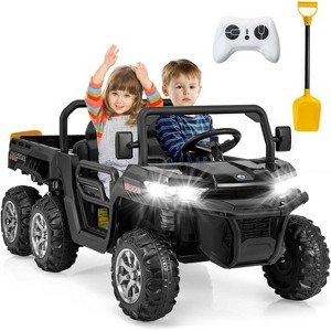Costway 2 Seater Ride On UTV 24V Kids Electric Vehicle Dump Truck with Remote Control Dump Bed and Extra Shovel - 1 of 4