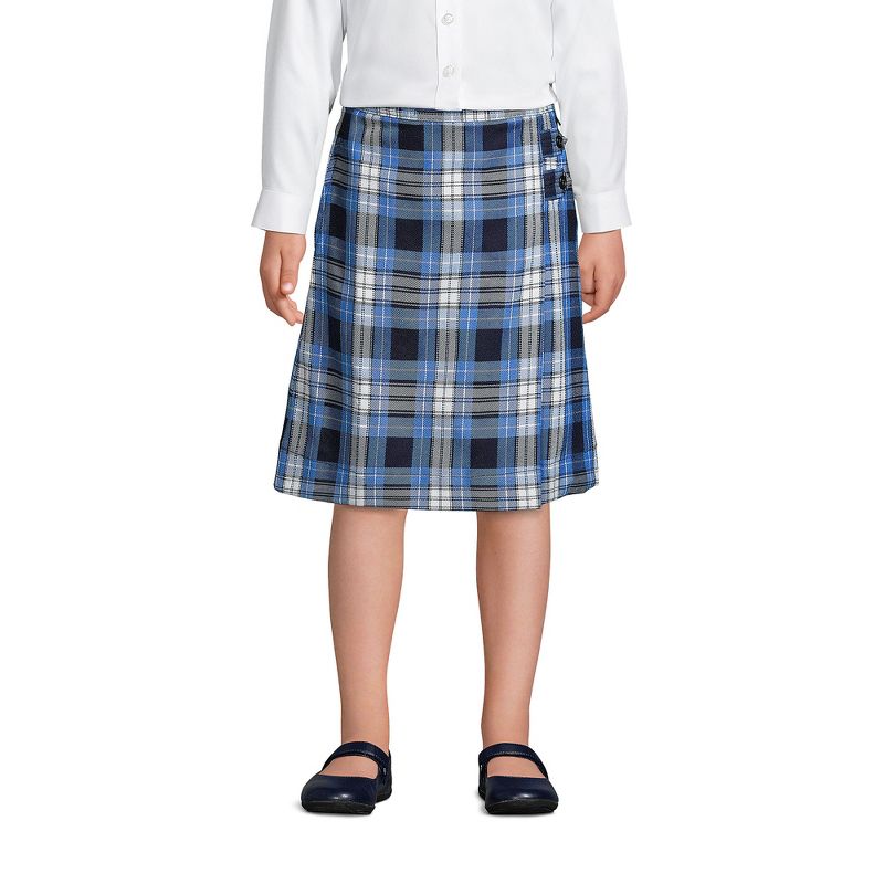 Lands' End School Uniform Kids Slim Plaid A-line Skirt Below the Knee, 3 of 4
