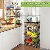 DOMETOUR Fruit Basket Rack for Kitchen Vegetable Organizer and Storage, Stackable Metal Wire Basket Stand Cart with Wheels - 4 of 4