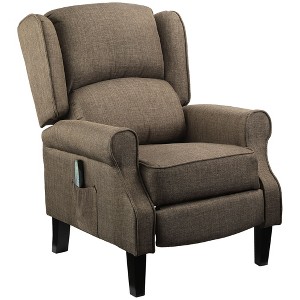 Vintage Upholstered Wingback Heated Vibrating Massage Recliner Chair with Remote Controller and Push-back Recline - 1 of 4