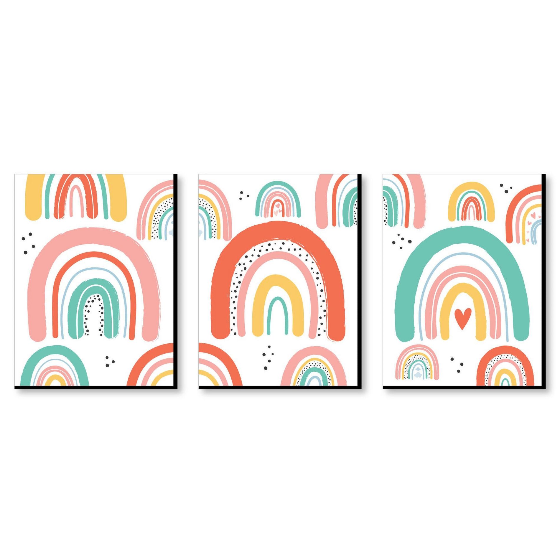 Big Dot of Happiness Hello Rainbow - Boho Nursery Wall Art and Kids Room Decor - 7.5 x 10 inches - Set of 3 Prints
