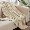 Cotton Cable Knit Twin Blanket, Super Soft Warm Knitted Blanket, 60x80 Inches, Dark Green - NTBAY - 3 of 4