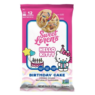 Sweet Loren's Gluten Free Hello Kitty Birthday Cake Batter Cookie Prepared, Heat and Serve Kits - 9.6oz/12ct