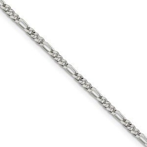 Black Bow Jewelry 2.5mm Sterling Silver Solid Figaro Chain Necklace - 1 of 4