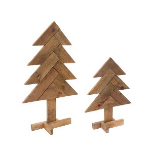 Melrose Rustic Wood Pine Tree (Set of 2) - 1 of 4