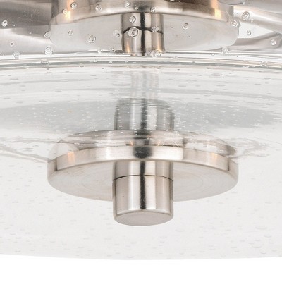 Satin Nickel 15" Drum Ceiling Light with Seeded Glass