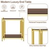 Dolonm Modern Luxury Gold End Table for Living Room, Round 8mm Black Tempered Glass Sofa Side Table - 3 of 4