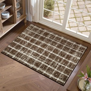 Machine Washable Modern Plaid Area Rug Soft Non Slip Rug Indoor Accent Decorative Printed Rug Low Pile Foldable Carpet for Living Room Bedroom - 1 of 4