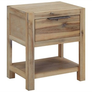Nightstand Natural wood Solid Acacia wood, MDF, Acacia veneer Small - 1 of 4